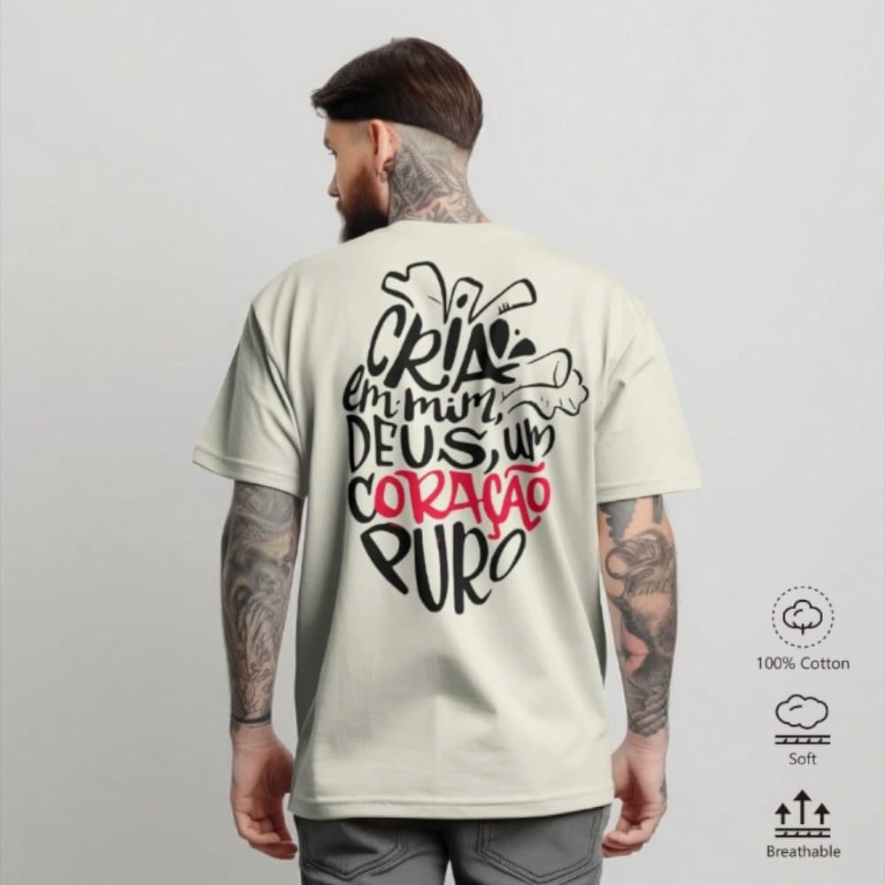 Camiseta Religiosa  Unissex Jesus Cria em Mim Deus Camisa Com Qualidade ENVIO IMEDIATO
