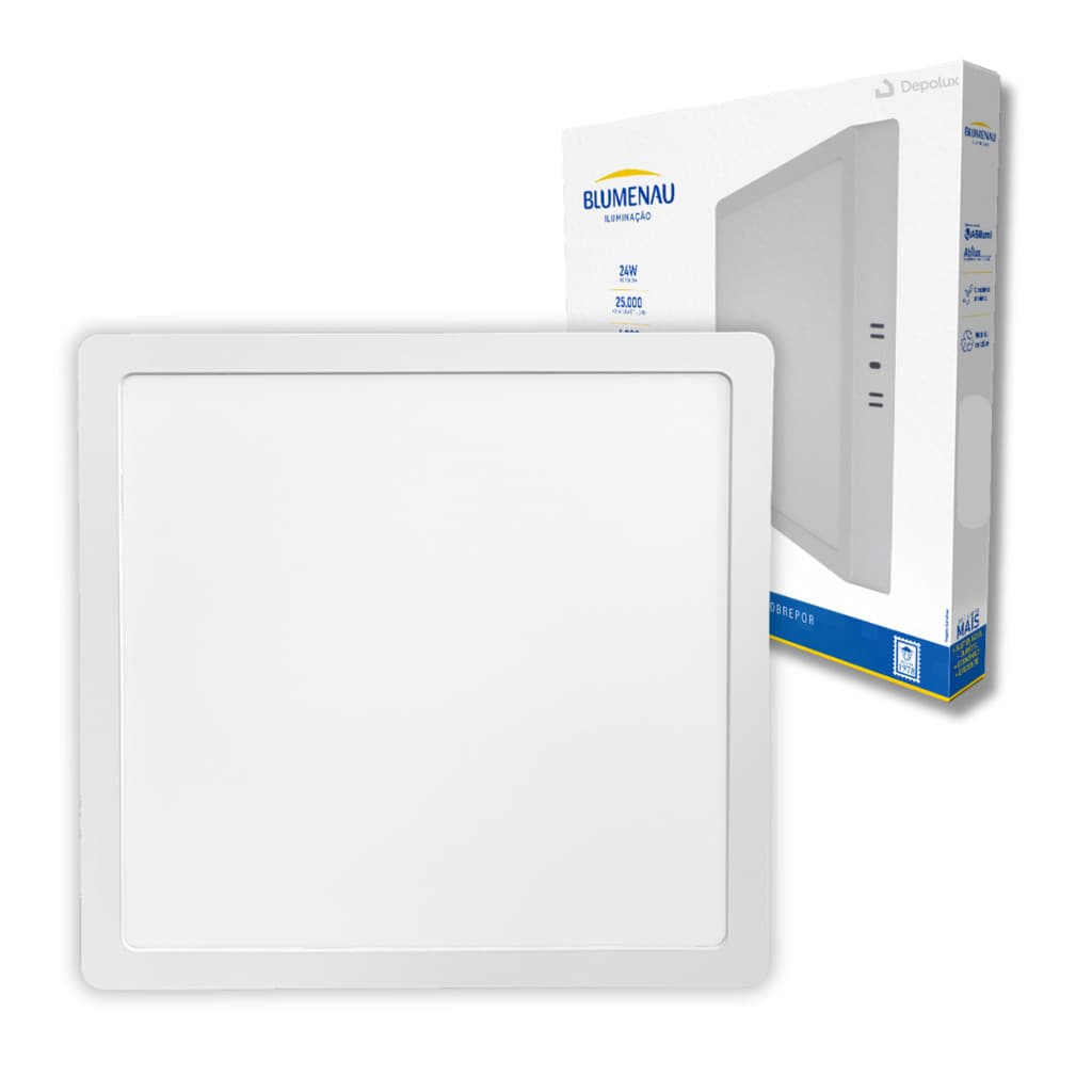 Painel Plafon 24W Luminária Teto LED Play Sobrepor Quadrado Bivolt 3000K 4000K 6500K Blumenau