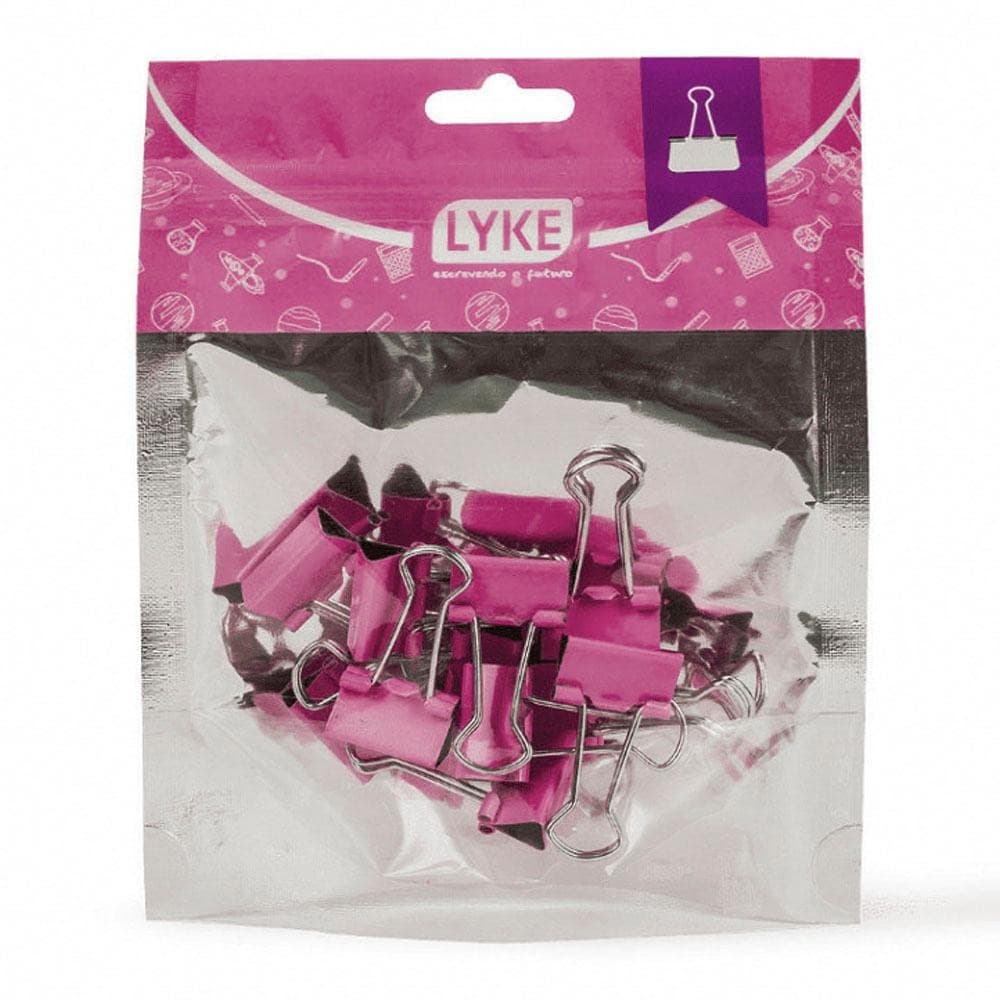 Prendedor de Papel Binder Clips 19mm Rosa Pastel 12und Lyke