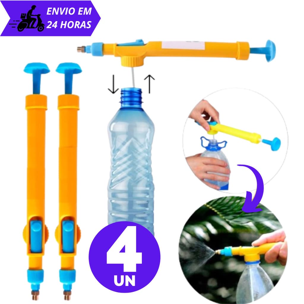 Conjunto 5 Pçs Pulverizador Garrafa Pet Manual de Pressão Multiuso Pra Jardinagem Casa e Campo