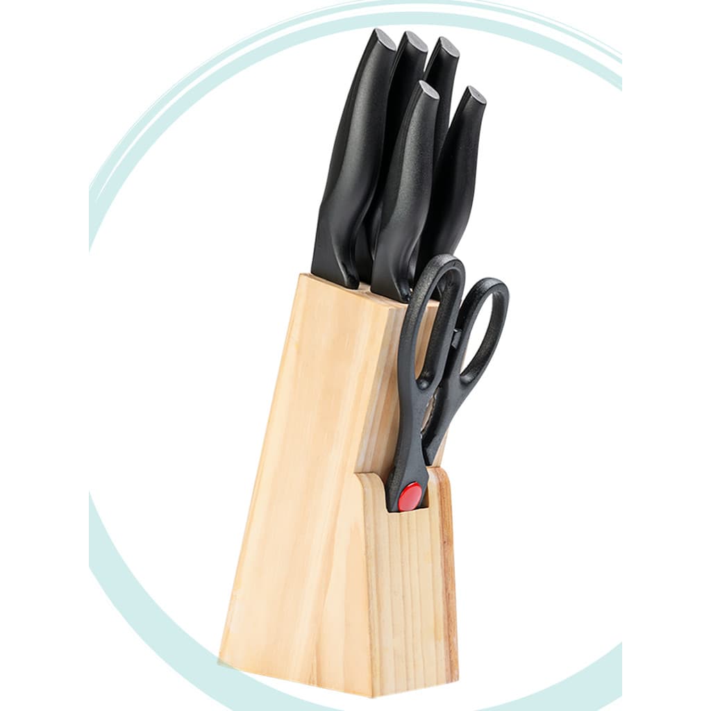 Conjunto de Facas com Cepo Brinox Cross7 Peças Preto