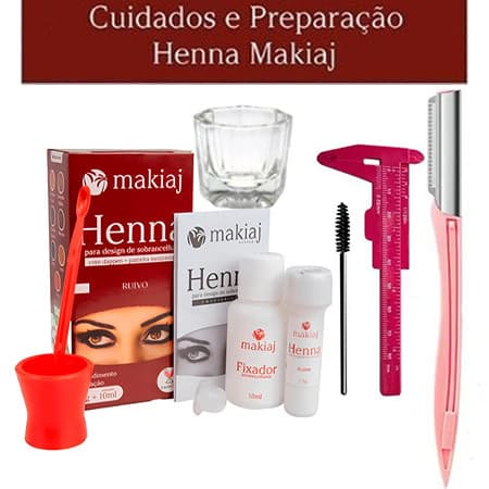 Kit Henna : Copinho + Règue + Tesoura + Escova Em Espiral Design Preciso 5 Minutos