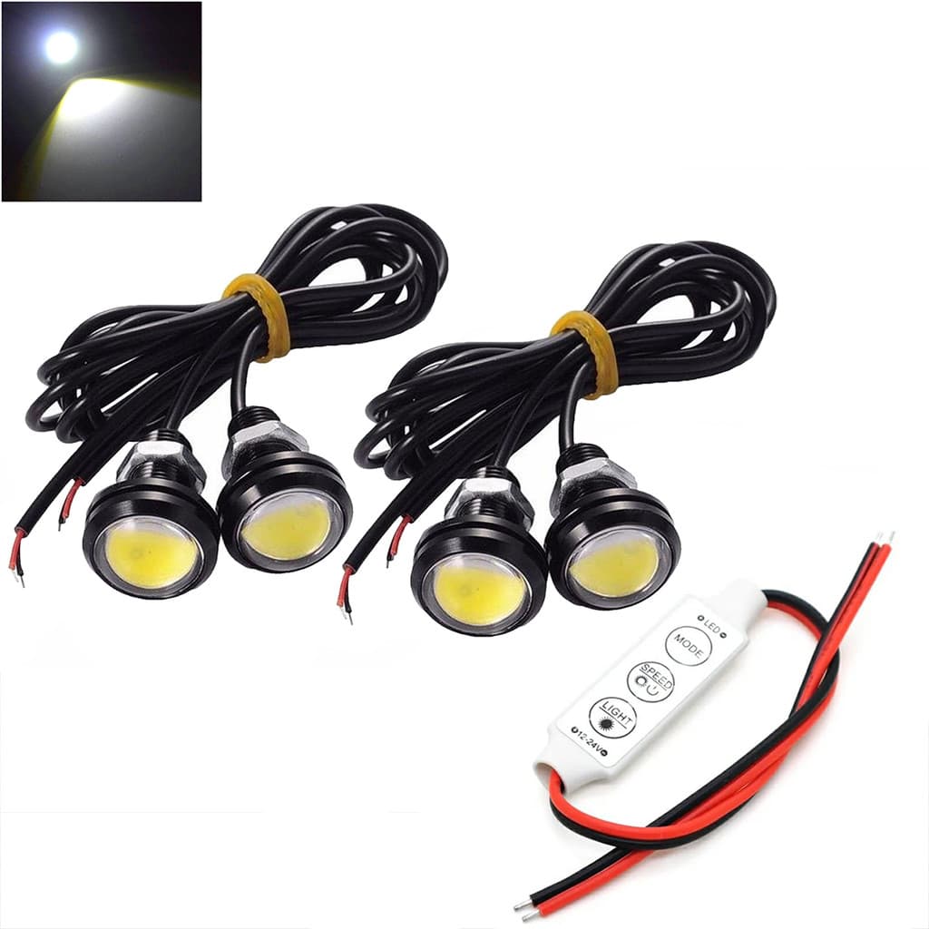 Led Olho De Aguia Gato 18mm Kit 4 Pçs + 1 Central Strobo 12v