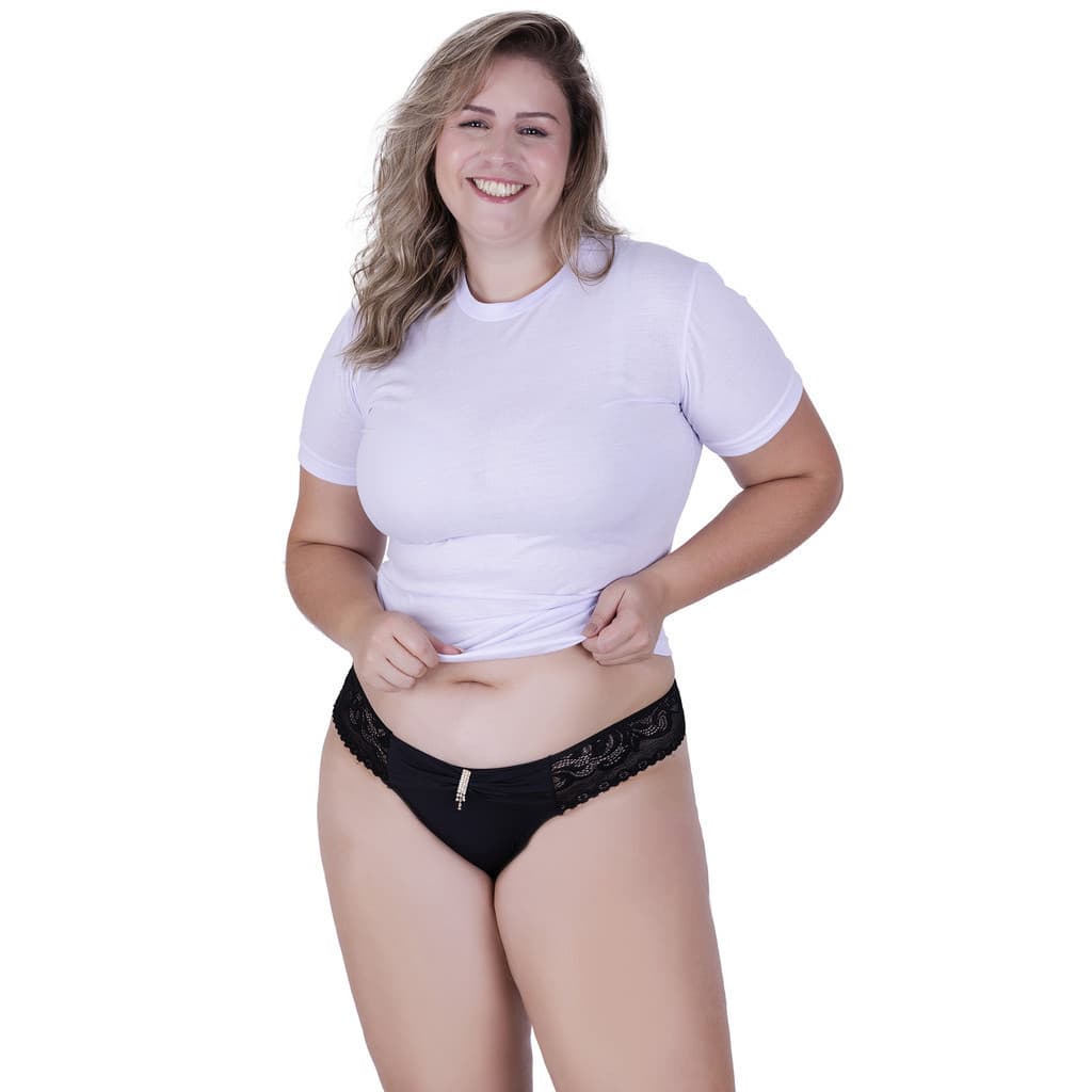 Calcinha Jóia Plus Size Microfibra Concept Essentials Preto