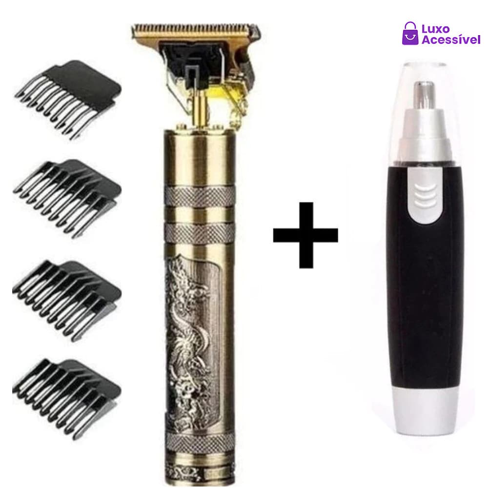 Maquina cortar cabelo acabamento barbear barbeador eletrico pezinho vintage buda dragão t9
