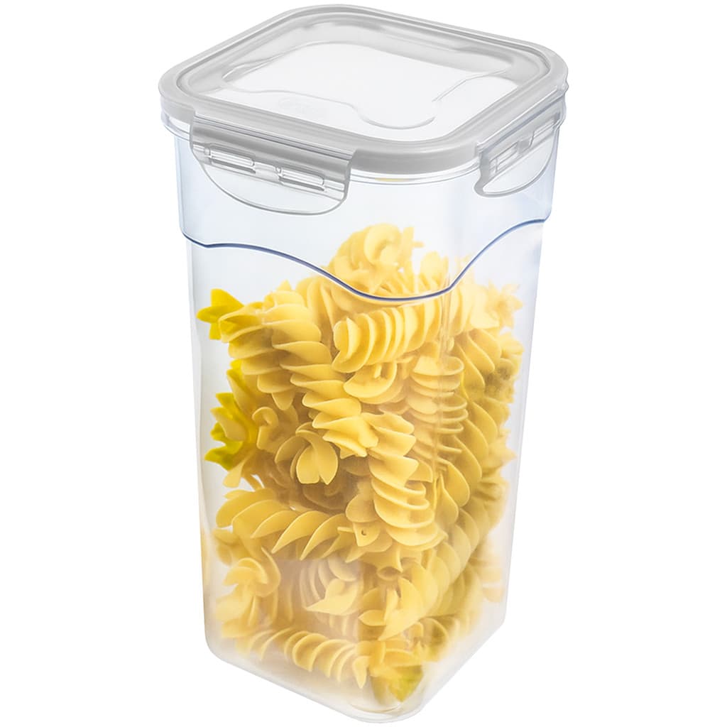 Porta Alimentos Pote Hermético 2,5 Litros Organizador Com Trava Tampa Cristal Quadrado Lig Brin