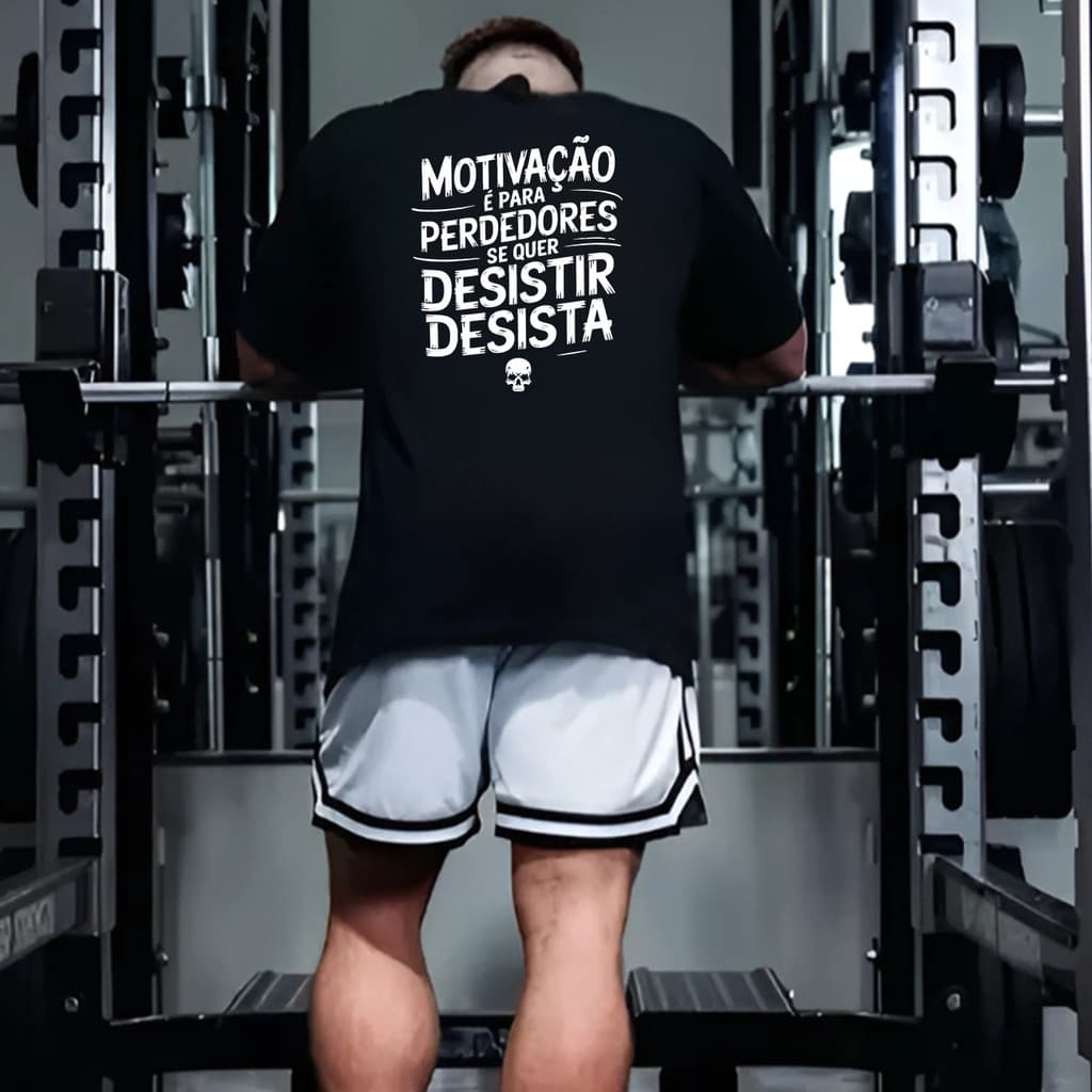 Camiseta Camisa Oversized para Academia Frase Motivacional Treino Musculação Streetwear 100% Algodão
