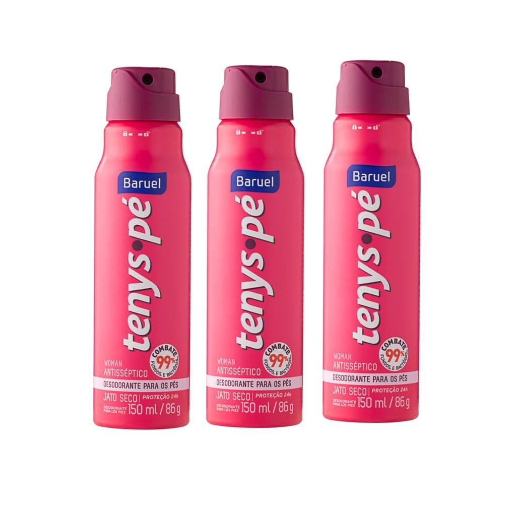 Kit com 3 Tenys Pé Spray woman Baruel 150ml/92g