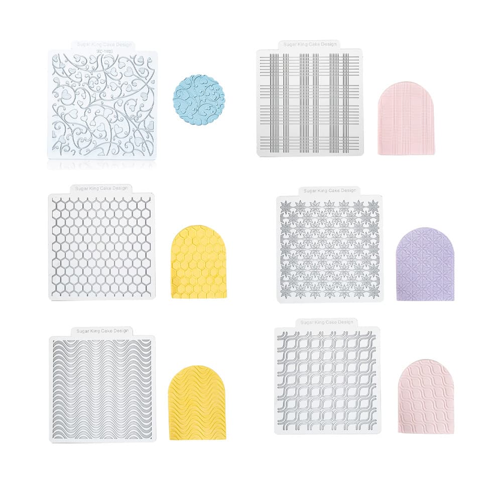 KALAIEN Molde de Acrílico para Fondant com Padrões Criativos, Tapete de Impressão para Fondant, Folha de Textura para Ar