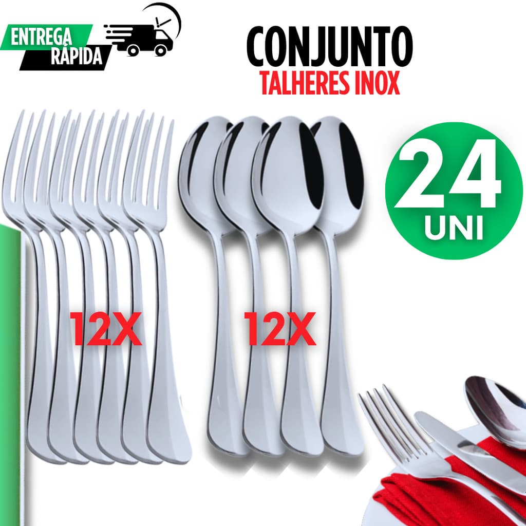 Colheres e Garfos 24 Talheres Multiuso Talher de Qualidade e Durabilidade