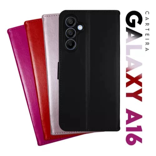 Capa Carteira em Couro Samsung Galaxy A16 5G com Porta Cartão e Fecho Magnetico Case Flip