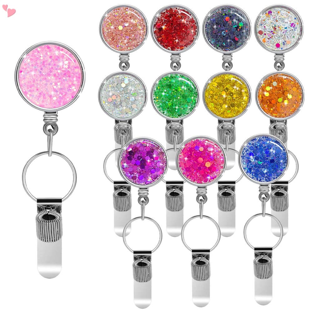 Porta-Lápis Retrátil Para Caneta , Canetas De Plástico , Cordão Leve E Fofo Com Glitter Clipe Cinto Chaveiro Professor ,