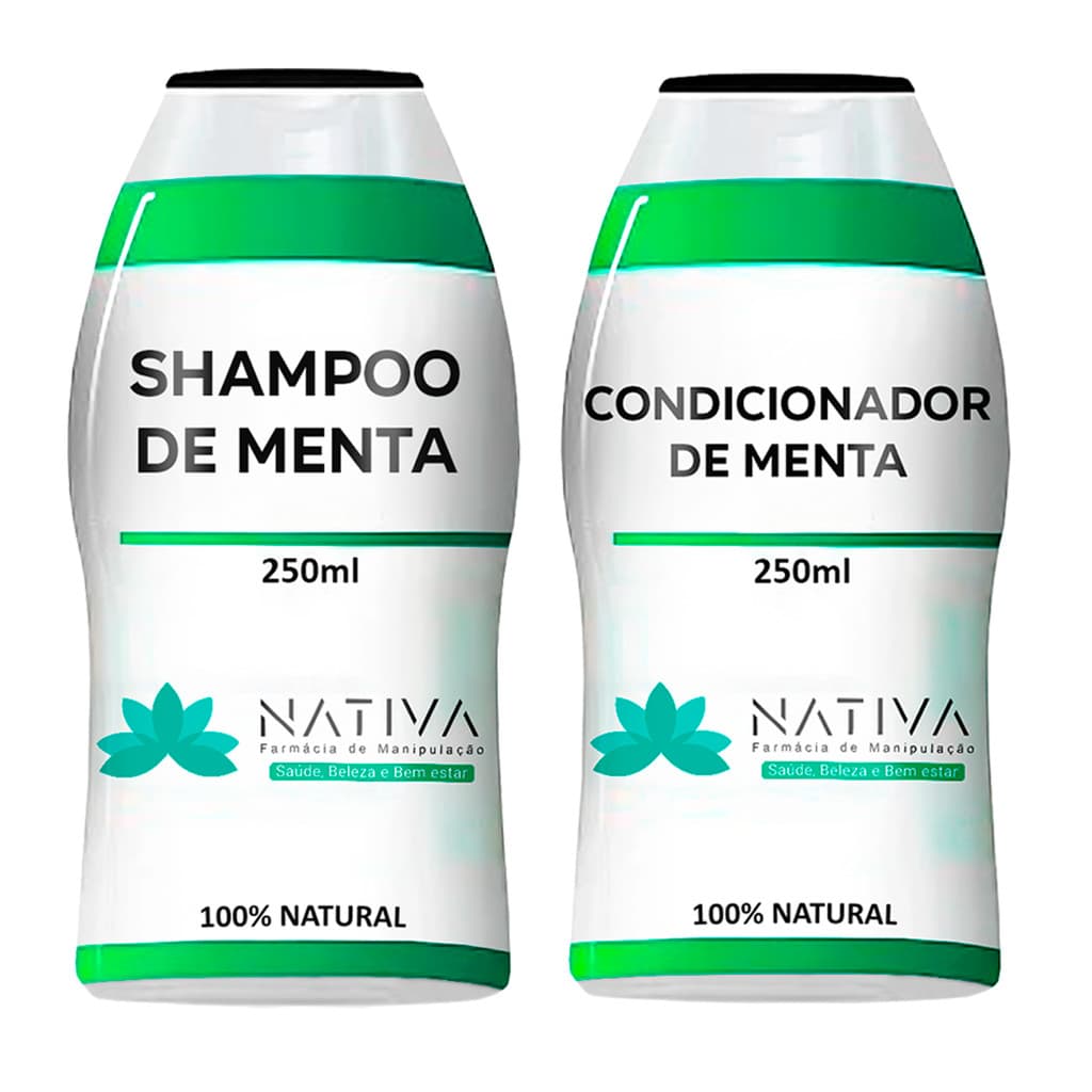 Kit Shampoo E Condicionador 250ml Aroma De Menta Cabelos Normais E Oleosos