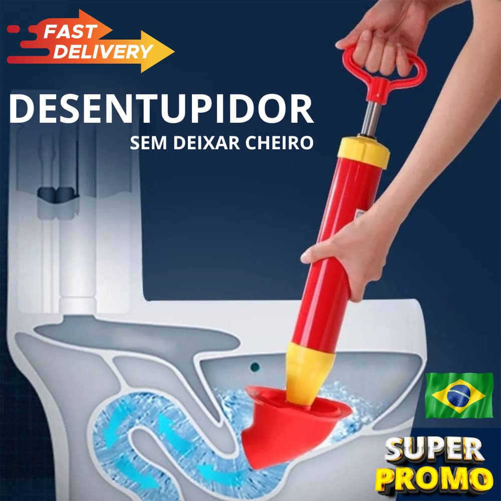 Desentupidor de Vaso Pia Sanitários Alta Pressão Com Borracha 150mm Tipo Bomba de Sucção