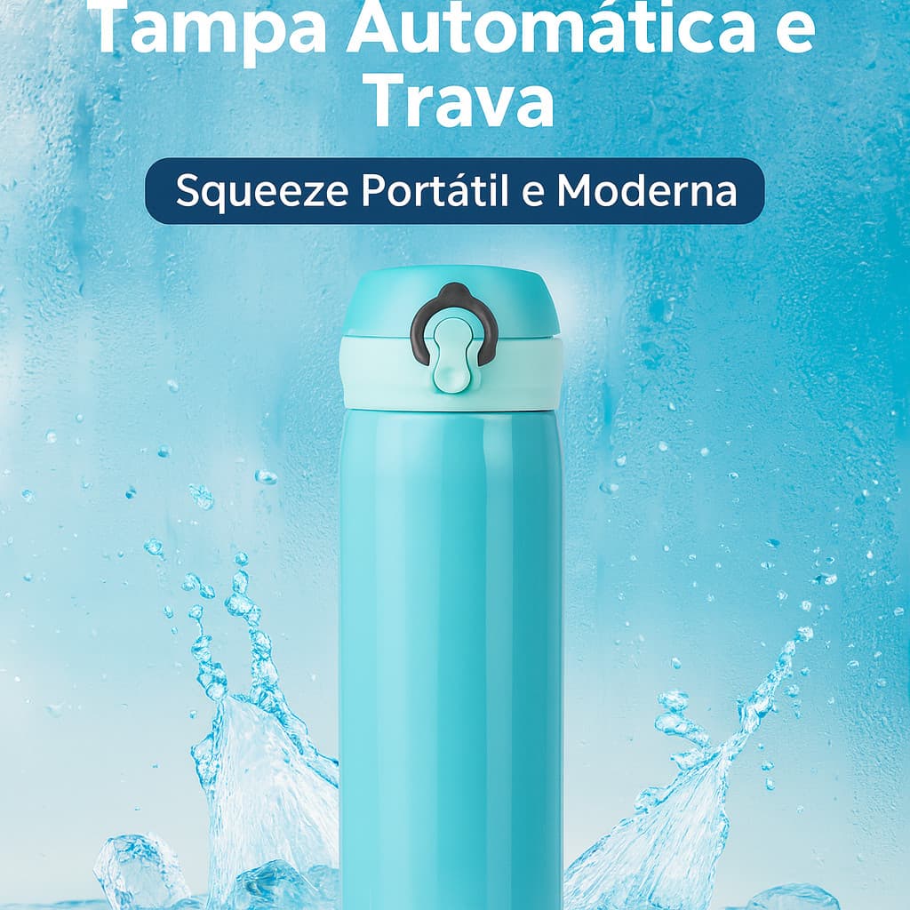 Garrafa Squeeze Térmica Aço Inox Portátil 400ml Com Tampa E Sistema de Trava