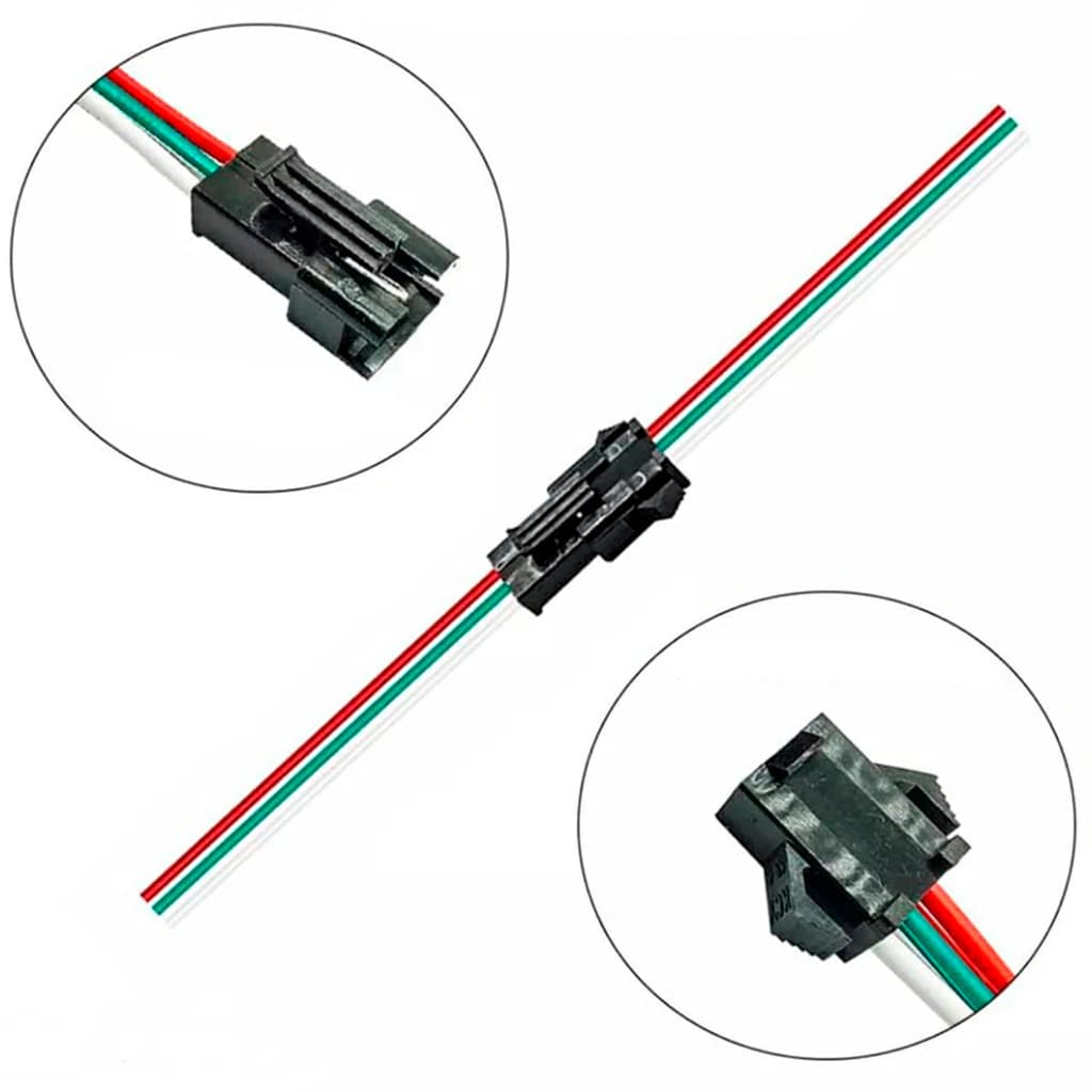 4x Conector Jst 3 Fios Pinos Para Fita Led Endereçável