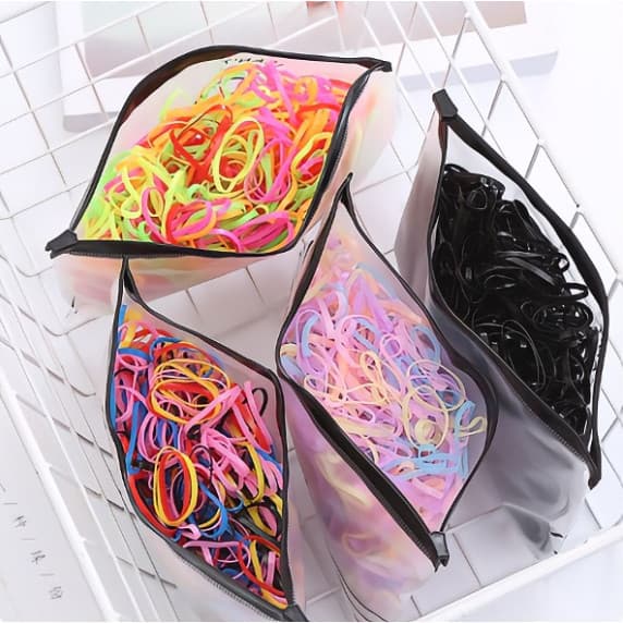 Kit 400 Elastico de cabelo Com Bolsa borrachinha/liguinha rabico de cabelo silicone infantil