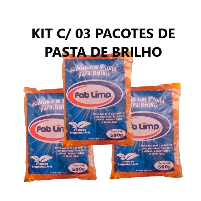 PASTA DE BRILHO FAB LIMP KIT COM 3 UNIDADES DE 500G CADA
