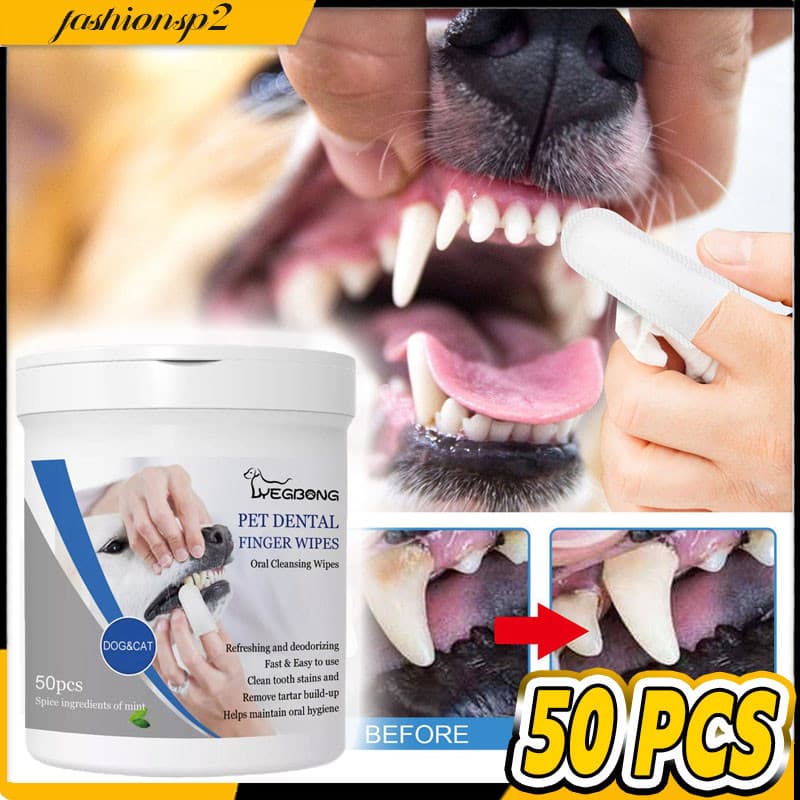 50 Peças Lenços Umedecidos Para Limpar Dentes De Animais