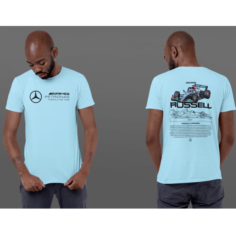 Camiseta Premium Mercedes Corrida Esportiva George Russell Fórmula 1 100% Algodão Lançamento 2024