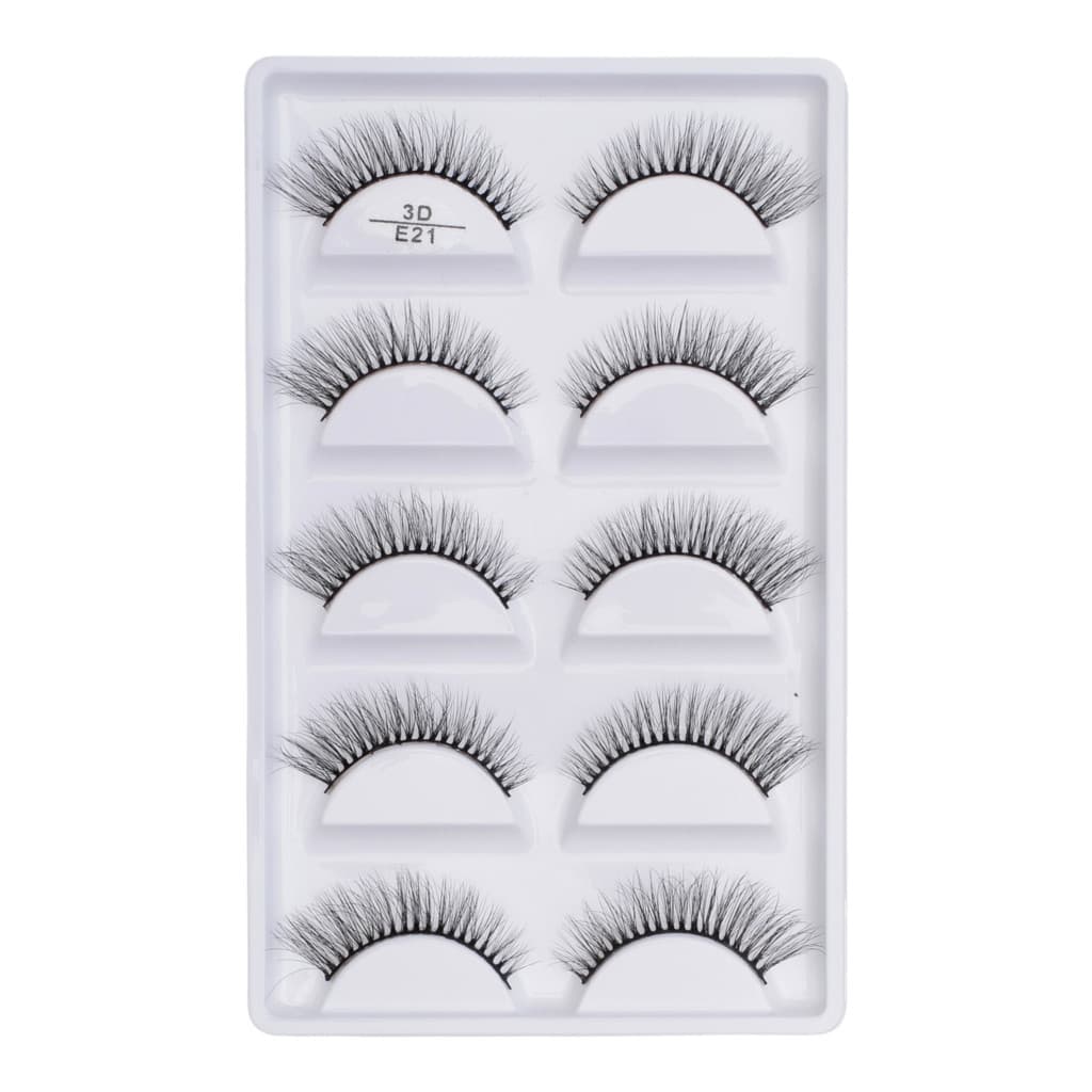 Cartela com 5 pares de cilios postiços naturais modelo - E21