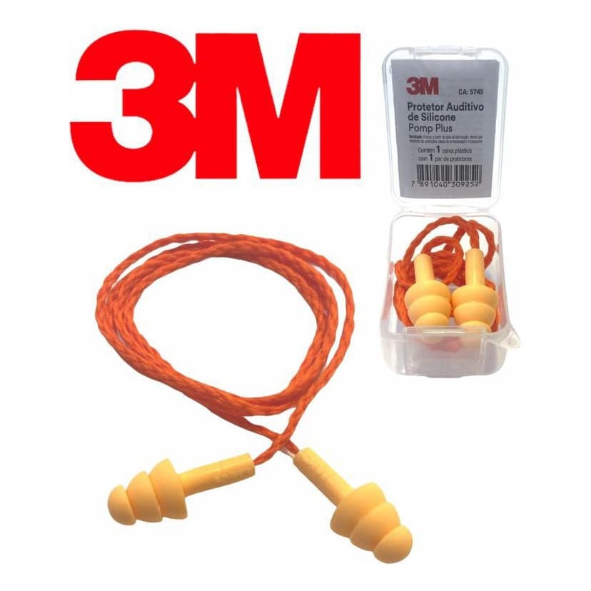 Protetor Auditivo Auricular Plug Silicone Pomp Plus C/ Cordão 3m Ouvido