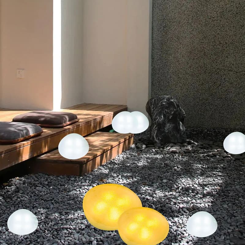 Lâmpada Solar Ao Ar Livre À Prova D'água-Criativo Plástico Seixo Rbg Atmosfera Luz Decorativa Para Jardim Caminho Gramad