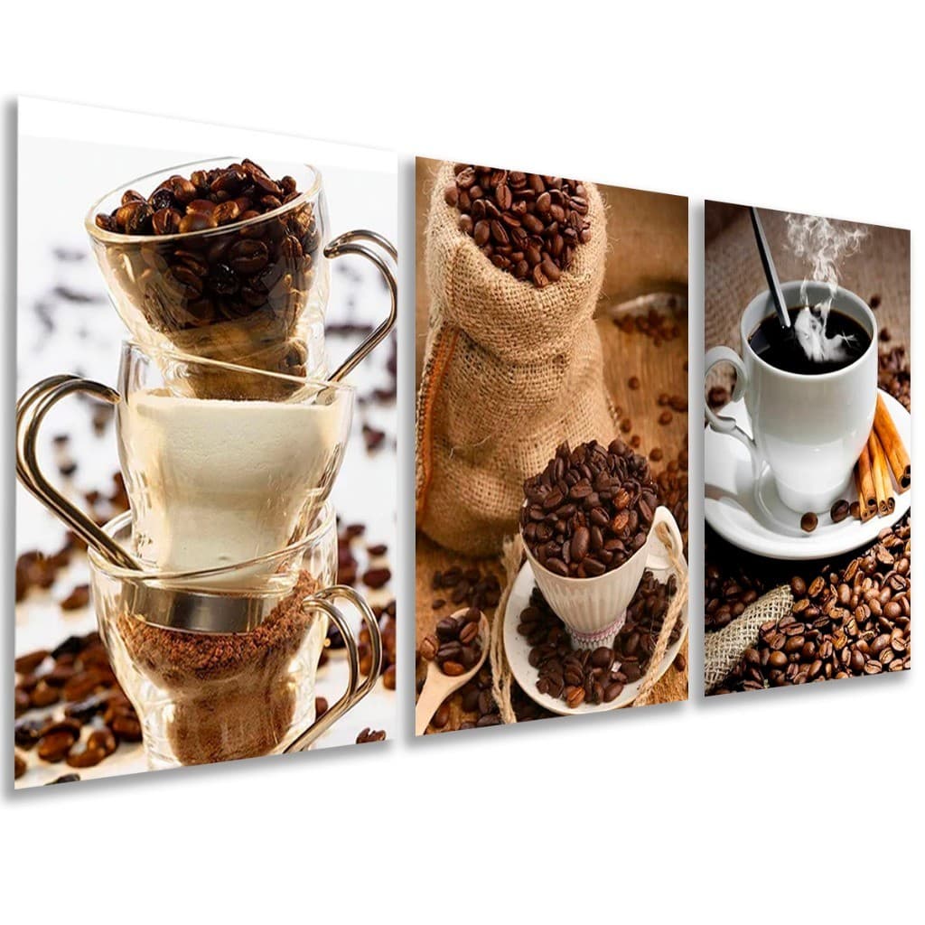 Kit 3 Peças Quadros Decorativos Café Para Quarto Sala Escritório