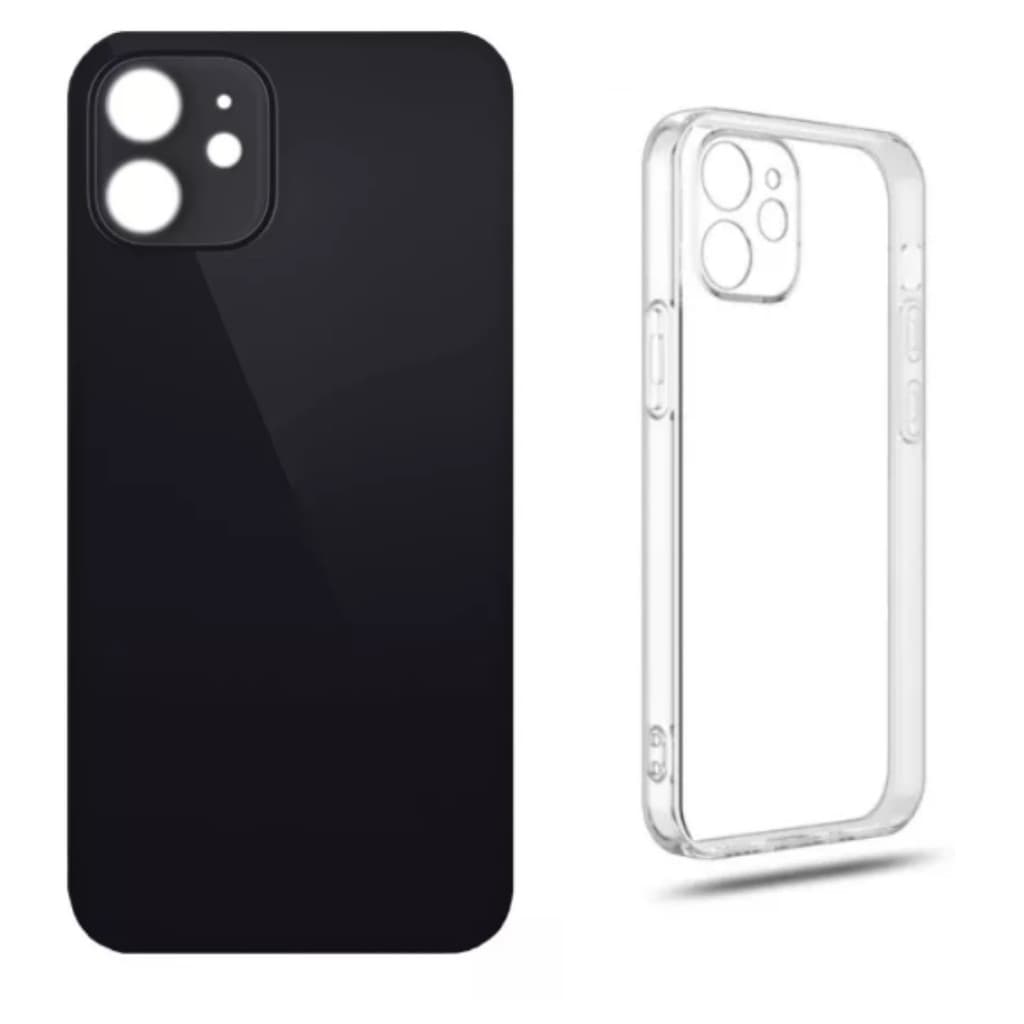 Tampa Traseira Vidro Para iPhone 11 Preta +  Capa Acrílico