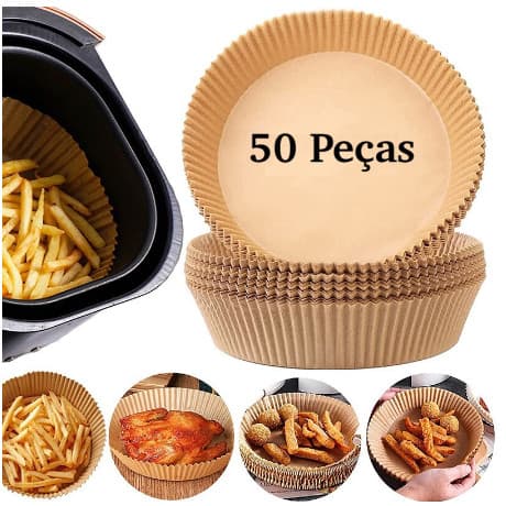 Forma Descartável Para Fritadeira Air Fryer Em Papel Antiaderente Redondo