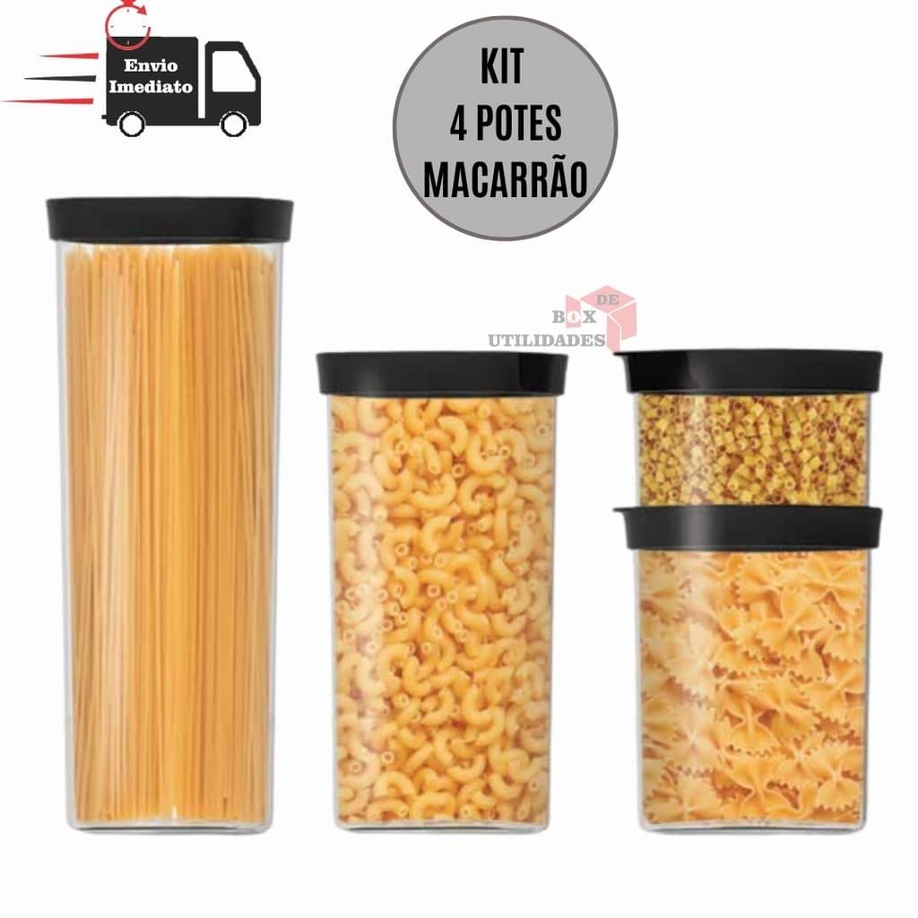 4 Potes Herméticos Cozinha Grandes Porcoes Resistente Porta Mantimentos Para Diversos Macarrao