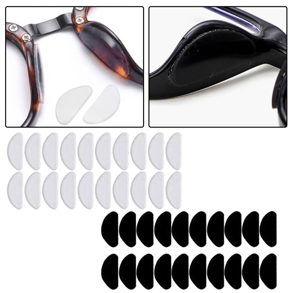 10 Pares Preto/Transparente Antiderrapante Óculos Protetores De Nariz Invisível Macio Silicone Autoadesivo Almofadas Suporte Adesivo Almofada Acessórios Para