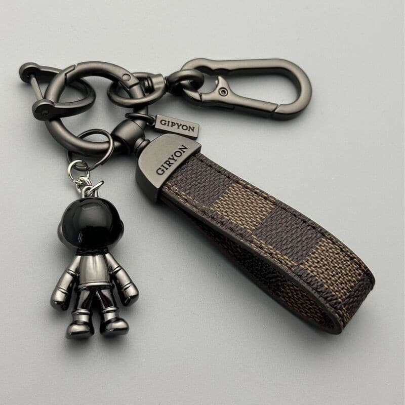Chaveiro De Astronauta Com Pingente De Metal , Carro Para Homens , Personalidade Criativa , Corda De Couro De Luxo