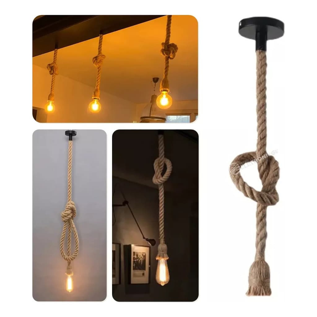 Pendente  Corda Luminária Suspensa 1,40m Iluminação Restaurante Bar Sala de Jantar  Casa 70030001