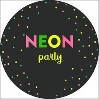 Painel Redondo Tema Neon 3D 150x150cm Para Festa Decoração Aniversário Tecido Sublimado Com Elástico Veste Fácil