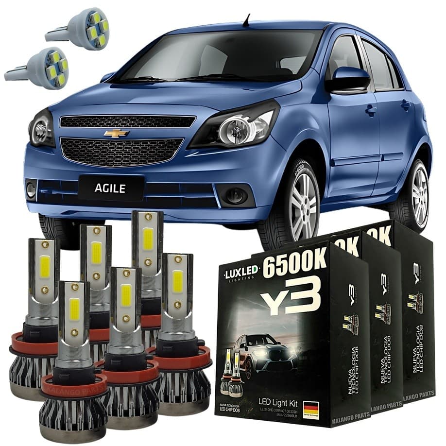 Kit Lâmpadas Super Led Y3 GM Agile 2010 A 2011 + Pingo T10