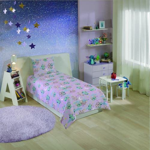 Jogo Lençol Solteiro Infantil 2 Peças Lepper Original Stitch Minnie Mickey Patrulha Canina