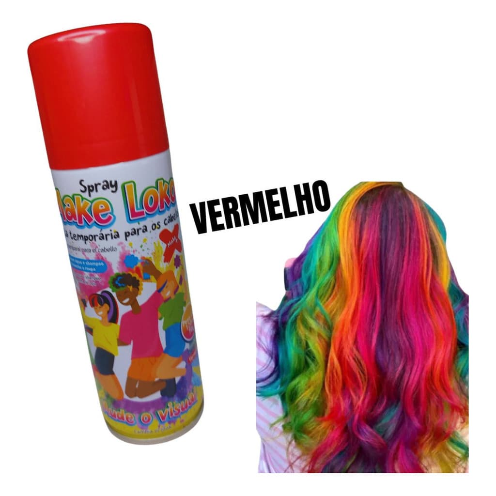 SPRAY DE CABELO TEMPORÁRIO LOKO LATA 120ML - VERMELHO COM 12 UNIDADES