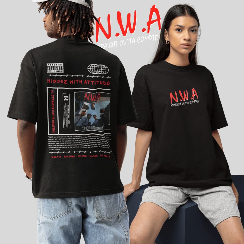Camiseta Estampada Rap Nwa Hip Hop Camisa Algodão Unissex Oversized