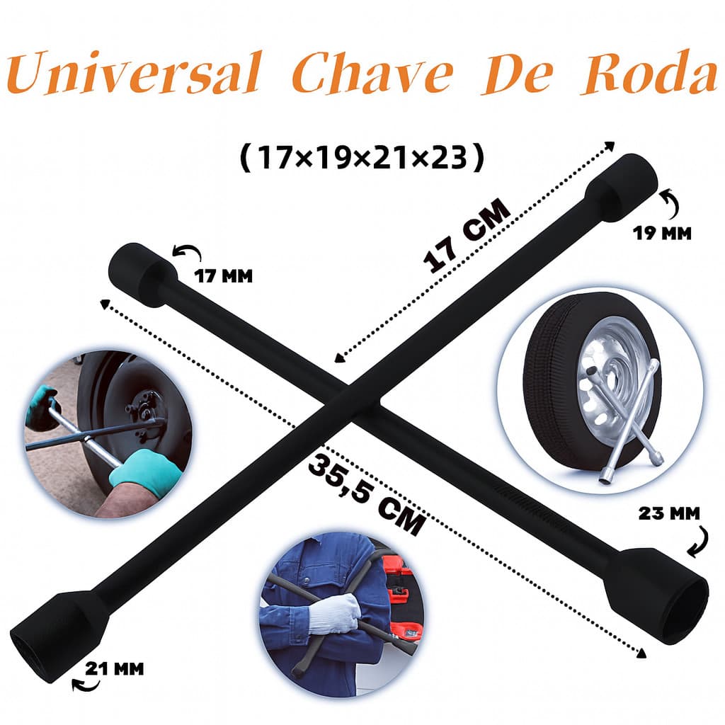chave de boca chave de roda  cruz  de carro universal profissional reforçada  17 x 19 x 21 x 23