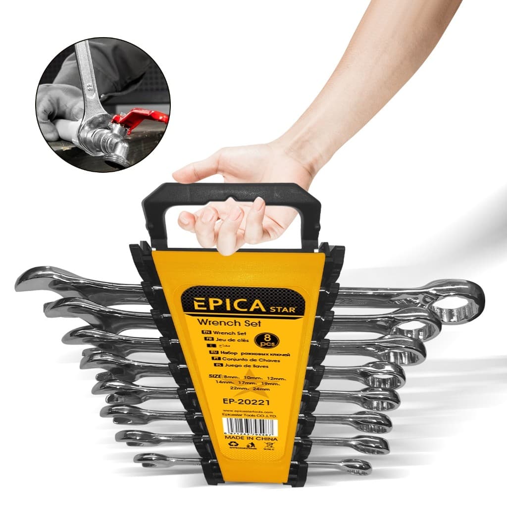 8 peças de Profissional Chave Ferramenta Combinada Em Aço Carbono vanádio Métrica 8-24mm