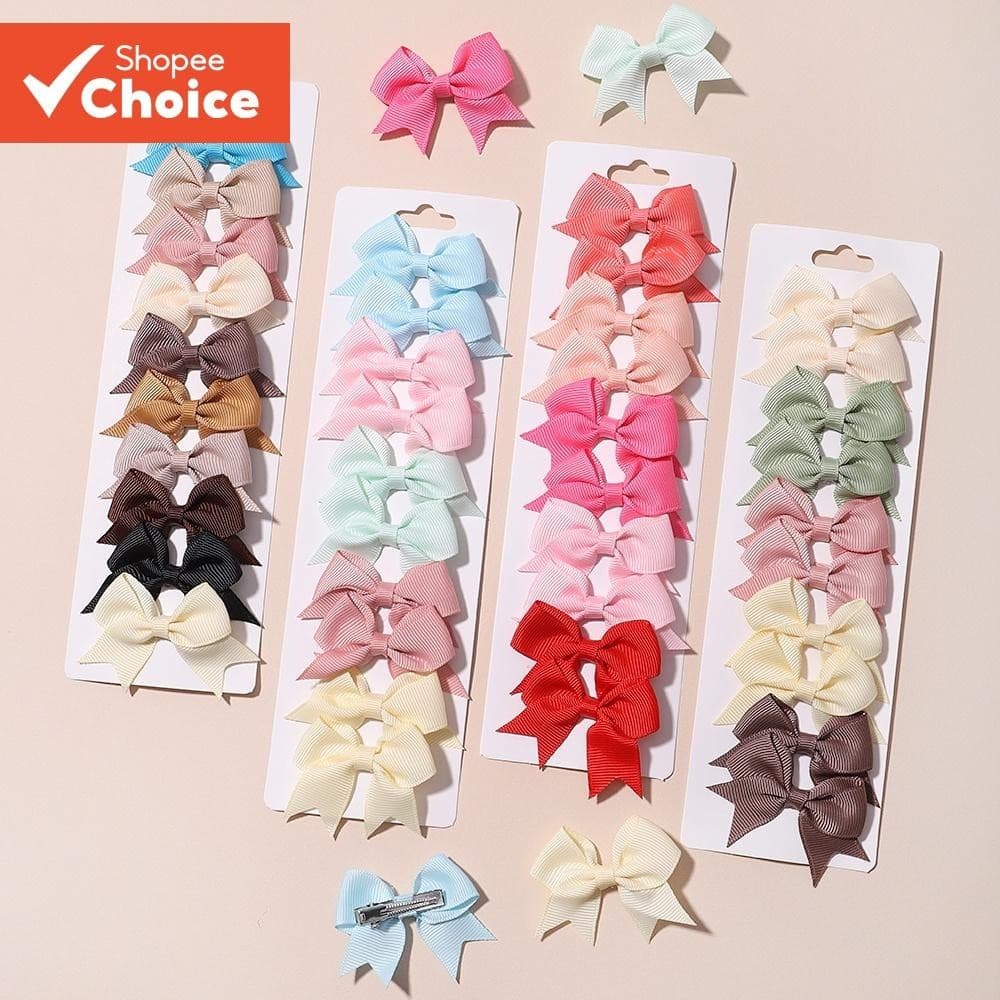 Grampos De Cabelo Com Laço De Fita Fofa Para Bebês Meninas Cor Sólida Artesanal Acessórios De Grampo Conjunto De 10 Peça