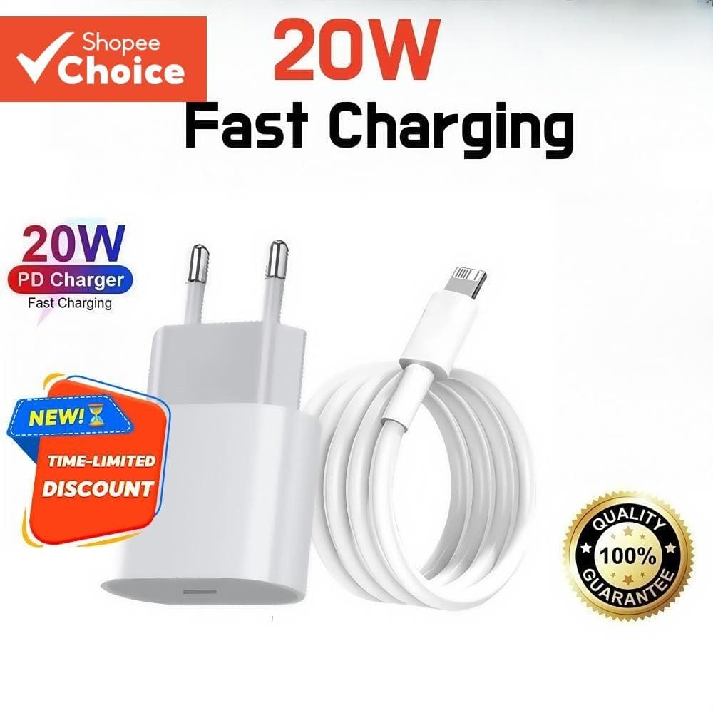 Cabo De Carregamento Rápido PD Original De 20 W E Kit De Carregador Para iPhone 8/X/11/12/13/14/15/16