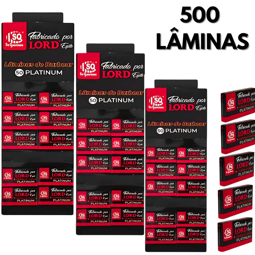 500 Unidades Lâminas duplas Para Barbear, Lord Platinum Profissional