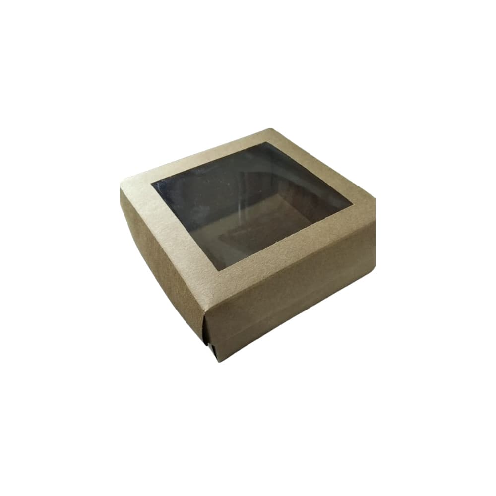 10 Unidades Caixa Pequena Para Presente Com Visor  Kraft 16cmx16cmx7cmx4cm