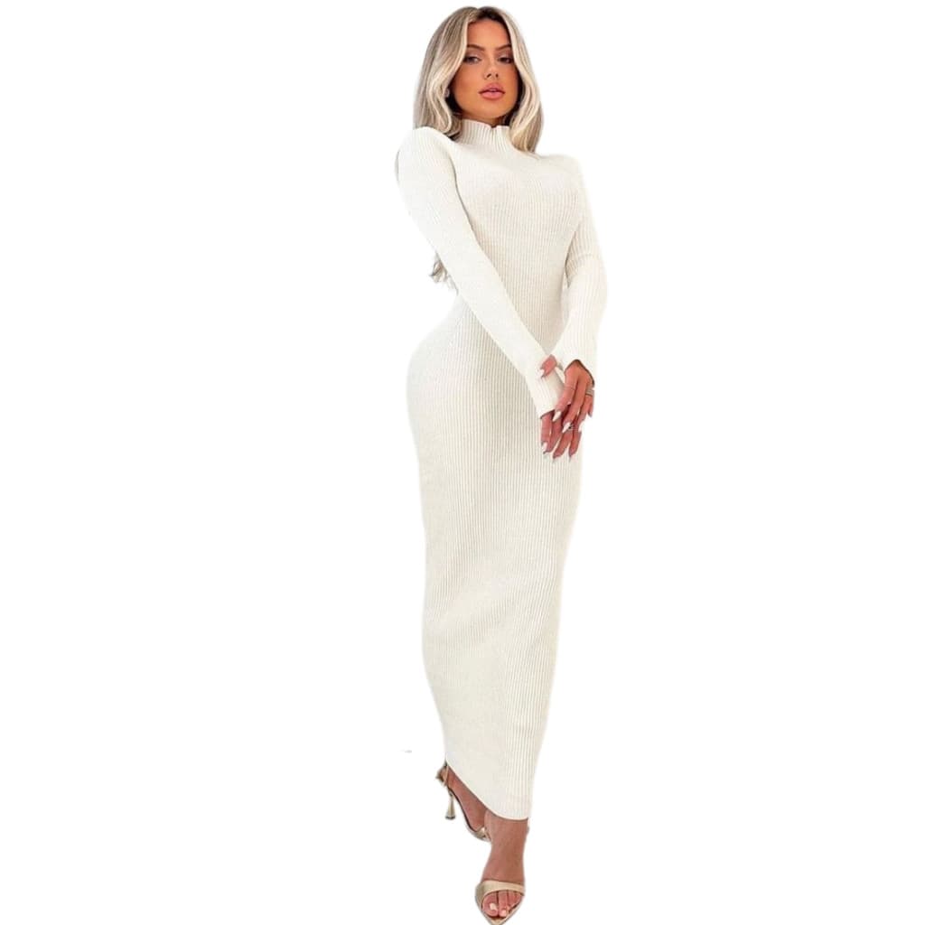 Vestido Feminino Kiliê Botão Longo Tricot Modal Elegante