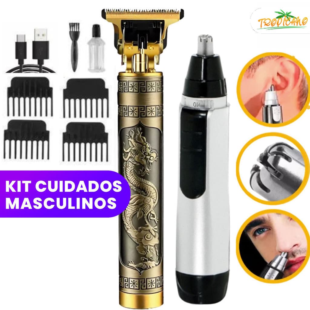 Conjunto de cuidados masculinos - navalha e aparador para cortar pêlos de dragão&Aparador