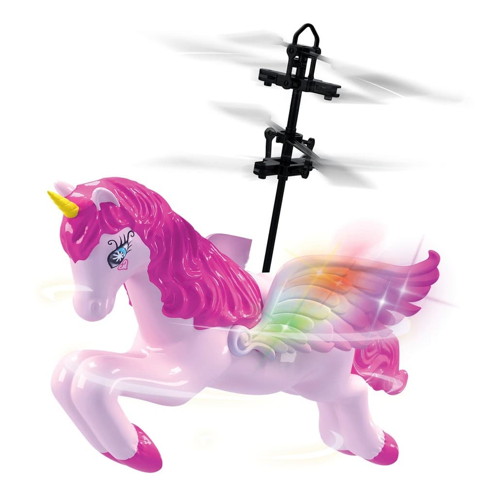 Mini Drone Unicórnio Rosa Voador Luz Led Sensor De Movimento Usb Recarregável Com Som - Dm Toys