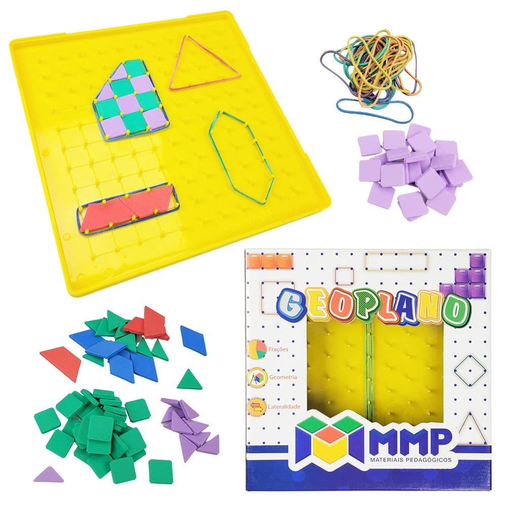 Brinquedo Educativo Matemática Geoplano Quadrado e Triangular