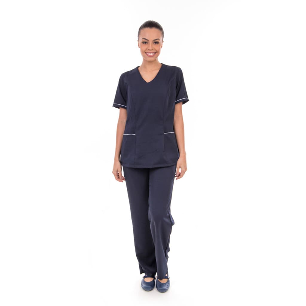 Conjunto de Jaleco Fechado em Tecido Oxford para Recepcionista, Dentista, Esteticista, Copeira